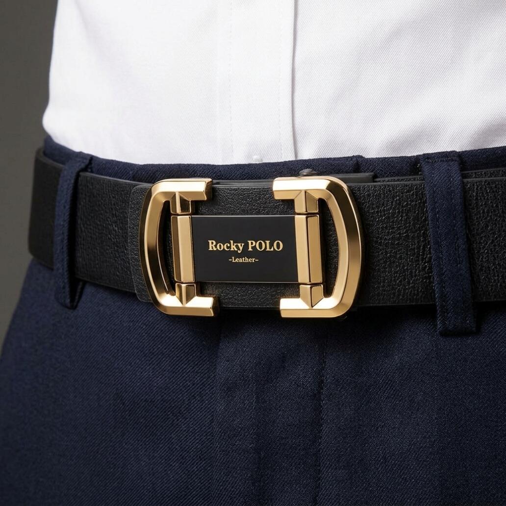 ZHJH Men's Belt  Automatic Fastening Belt  Artificial Leather Interior Liner  High-Quality Men's Belt  Suitable for Casual and Business Jeans  Luxury Brand Men's Belt