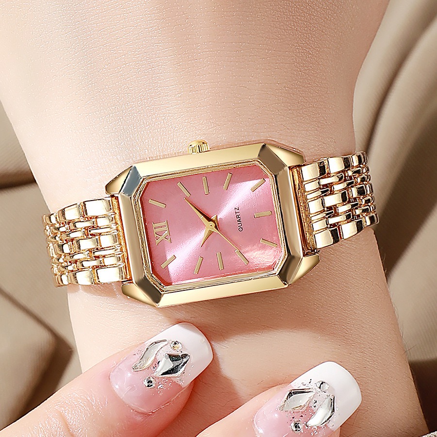 Lady's Watch Elegant Ladies Gold Tone Quartz Watch Vintage Octagon Rectangle Dial Slim Metal Band Wristwatch For Women Daily Wear Office Work Party Wedding Fashion Gift