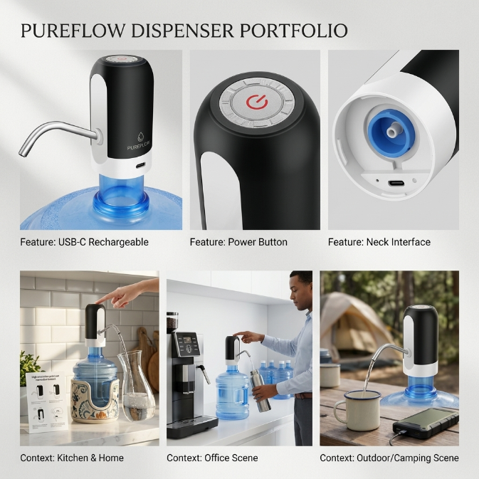 Water Extractor Automatic Water Bottle Pump USB Rechargeable Electric Water Bottle Filler Dispenser Portable Universal Water Bottle Pump With Switch For Home Kitchen Office Camping