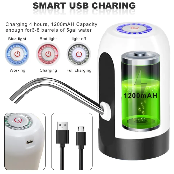 Water Extractor Automatic Water Bottle Pump USB Rechargeable Electric Water Bottle Filler Dispenser Portable Universal Water Bottle Pump With Switch For Home Kitchen Office Camping