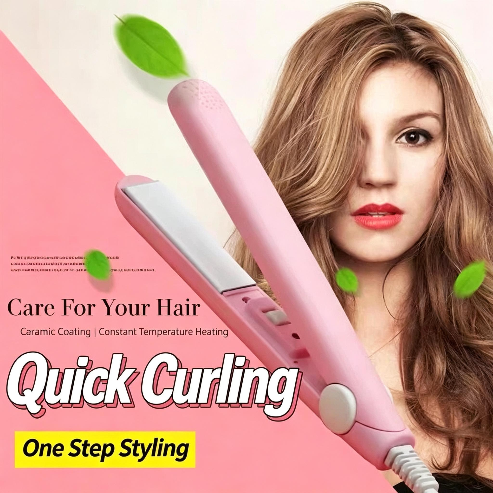 ZHJH  Hair Straightener Mini Curling Iron Multi-purpose Can Be Carried Anytime Touch Up Cartoon Cat Portable Electric Splint Flat Iron Ceramic Hair Straightener American Style 220V