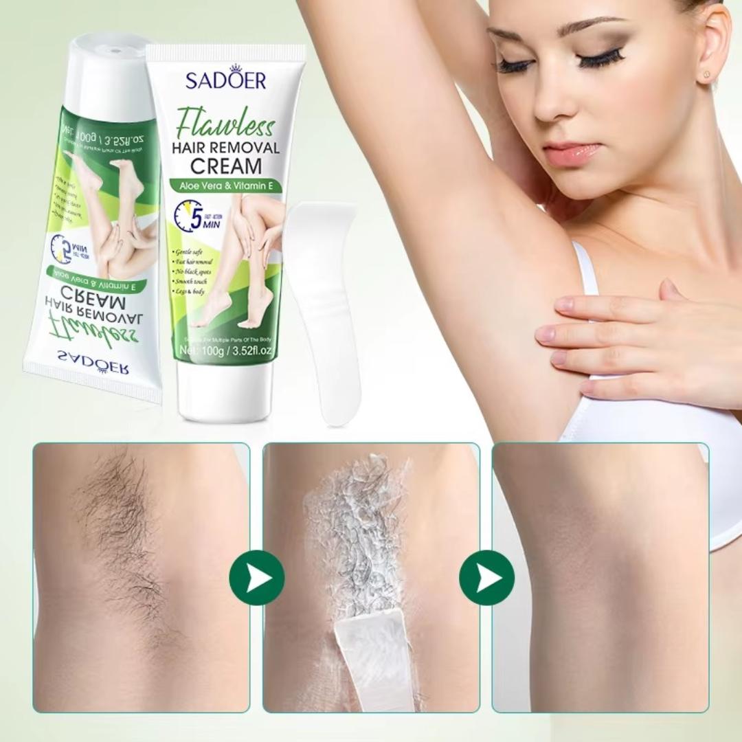 Flawless Body Care Hair Removal Cream Gentle Smooth Non Irritating Underarm Hair Removal Cream, used on Arms, Legs and Axillary parts for men and women