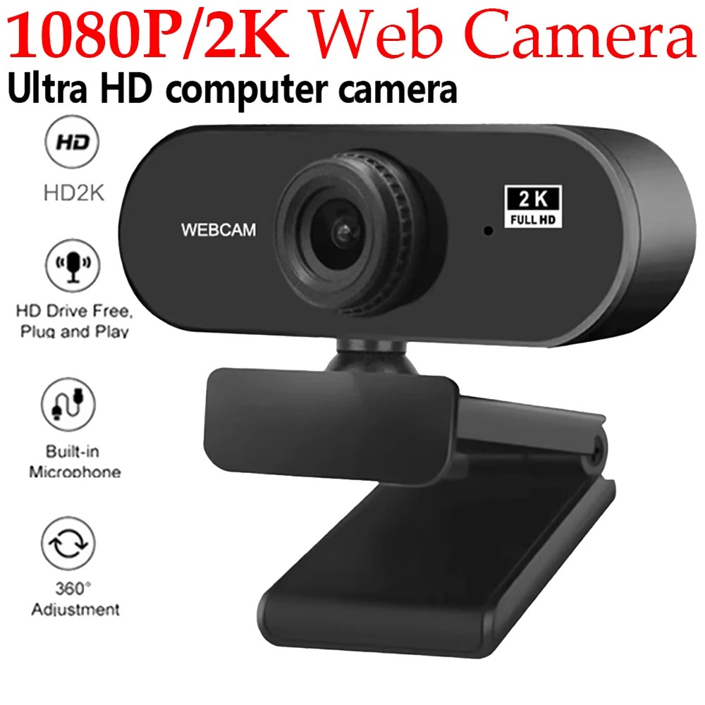 Webcam 2K Full HD 1080P Web Camera Autofocus With Microphone USB Web Cam For PC Computer Mac Laptop Desktop YouTube Webcamera