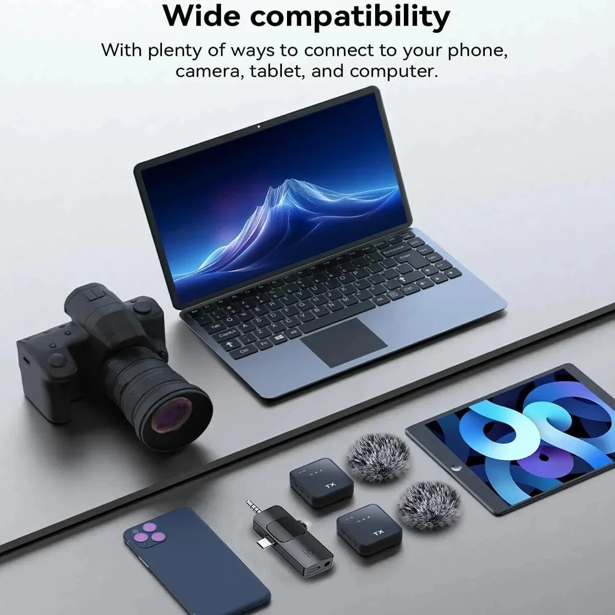 3in1 Wireless Lavalier Microphone For Android iPhone Camera Microphone For Video Recording Recording Podcast Noise Reduction Mic