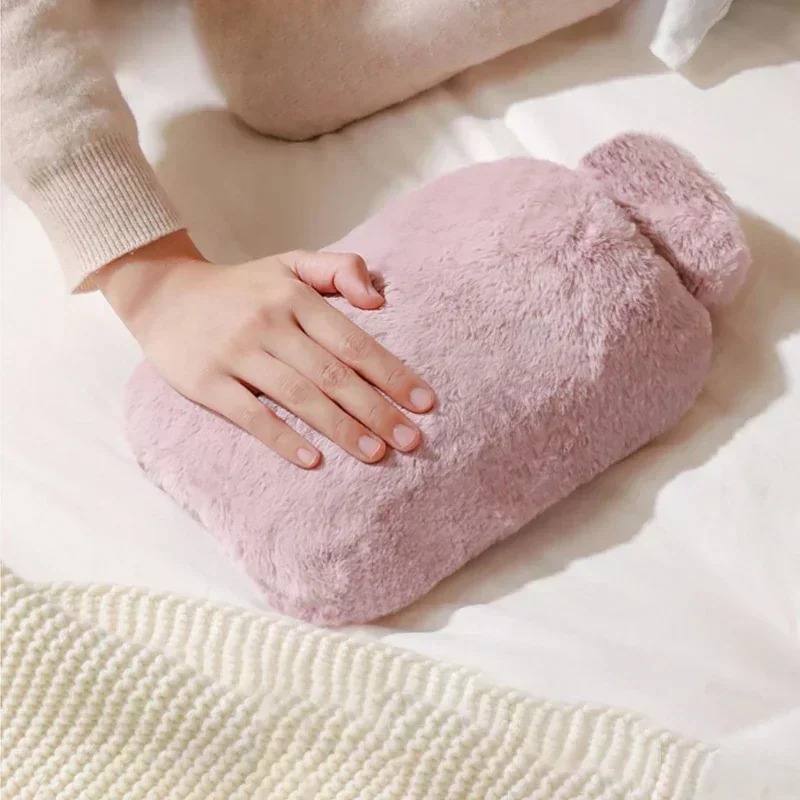 New1000ml Hot Water Bag With Cloth Cover Hot Water Bottle Cute Portable Hotwater Warmer Screw As Gift Women Lady Student