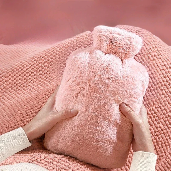 New1000ml Hot Water Bag With Cloth Cover Hot Water Bottle Cute Portable Hotwater Warmer Screw As Gift Women Lady Student