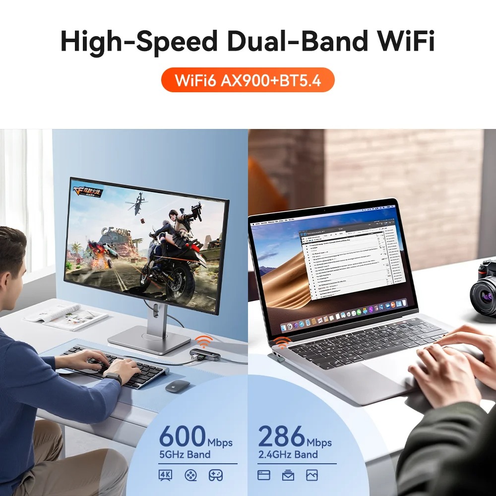 Color Chat Guide Best price for WiFi 6 900Mbps Bluetooth 5.4 USB WiFi Adapter Network ...