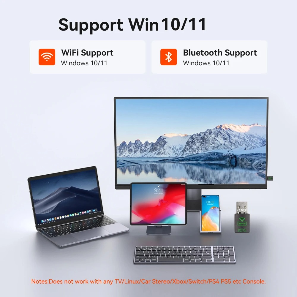 WiFi 6 900Mbps Bluetooth 5.4 USB WiFi Adapter Network  2in1 Dongle Dual Band 2.4G/5GHz USB WiFi 6 300Mbps Network Card Wireless Wlan Receiver Driver Free