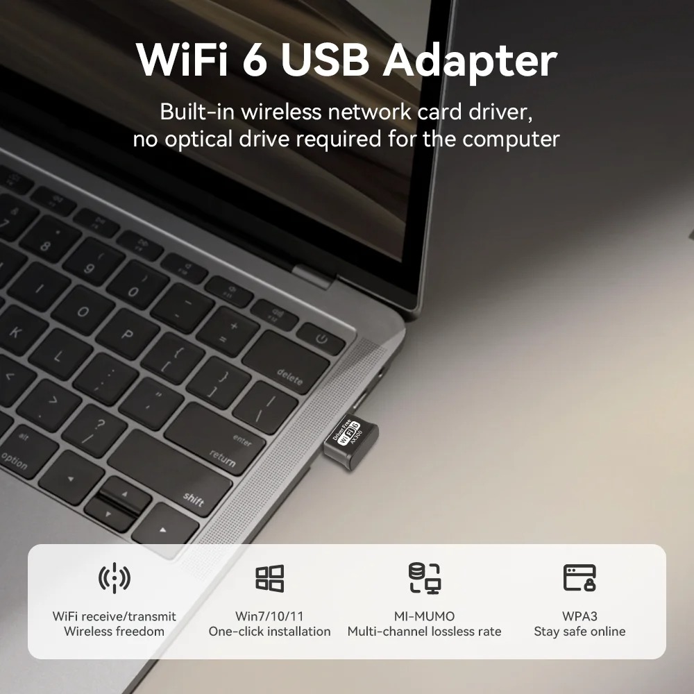 WiFi 6 900Mbps Bluetooth 5.4 USB WiFi Adapter Network  2in1 Dongle Dual Band 2.4G/5GHz USB WiFi 6 300Mbps Network Card Wireless Wlan Receiver Driver Free