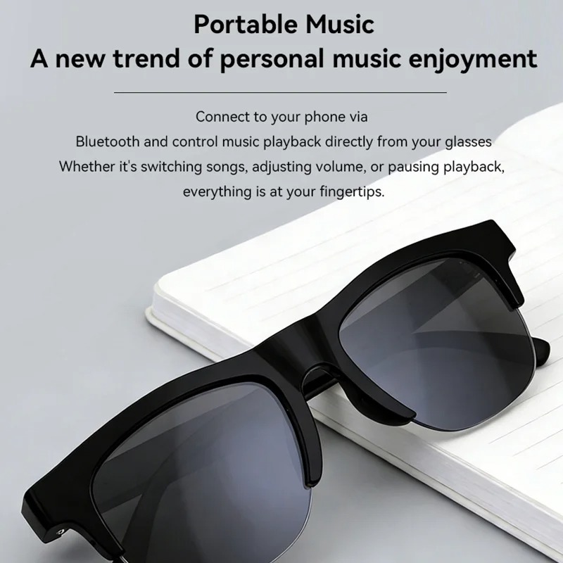 New Smart Glasses Bluetooth V5.3 Sunglasses Glasses Call Outdoor Sports Headphones HIFI Black Technology Anti-touch UV For Men And Women
