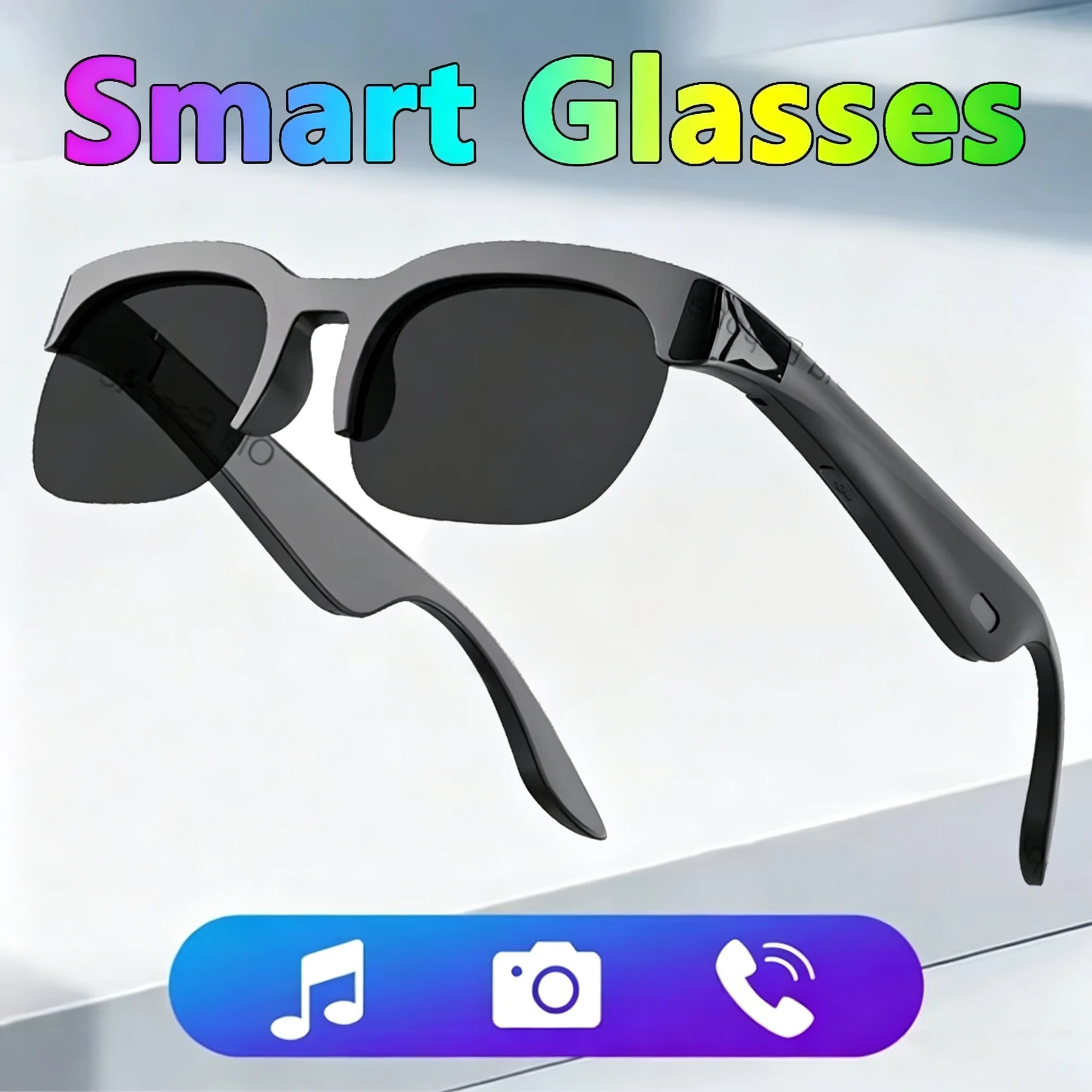 New Smart Glasses Bluetooth V5.3 Sunglasses Glasses Call Outdoor Sports Headphones HIFI Black Technology Anti-touch UV For Men And Women