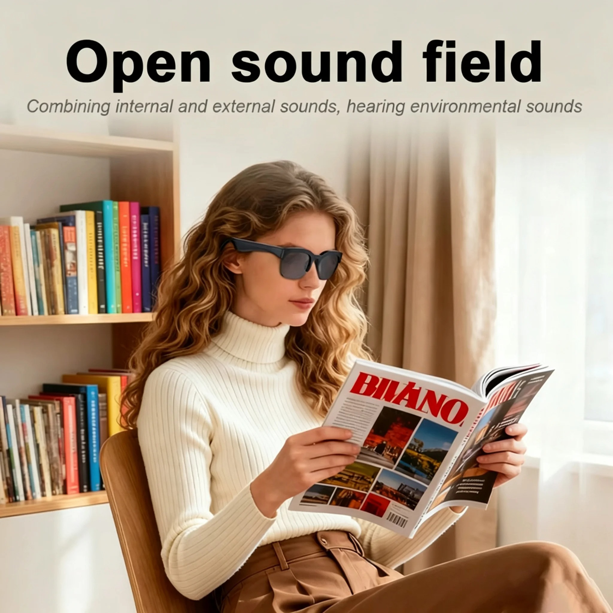 New Smart Glasses Bluetooth V5.3 Sunglasses Glasses Call Outdoor Sports Headphones HIFI Black Technology Anti-touch UV For Men And Women