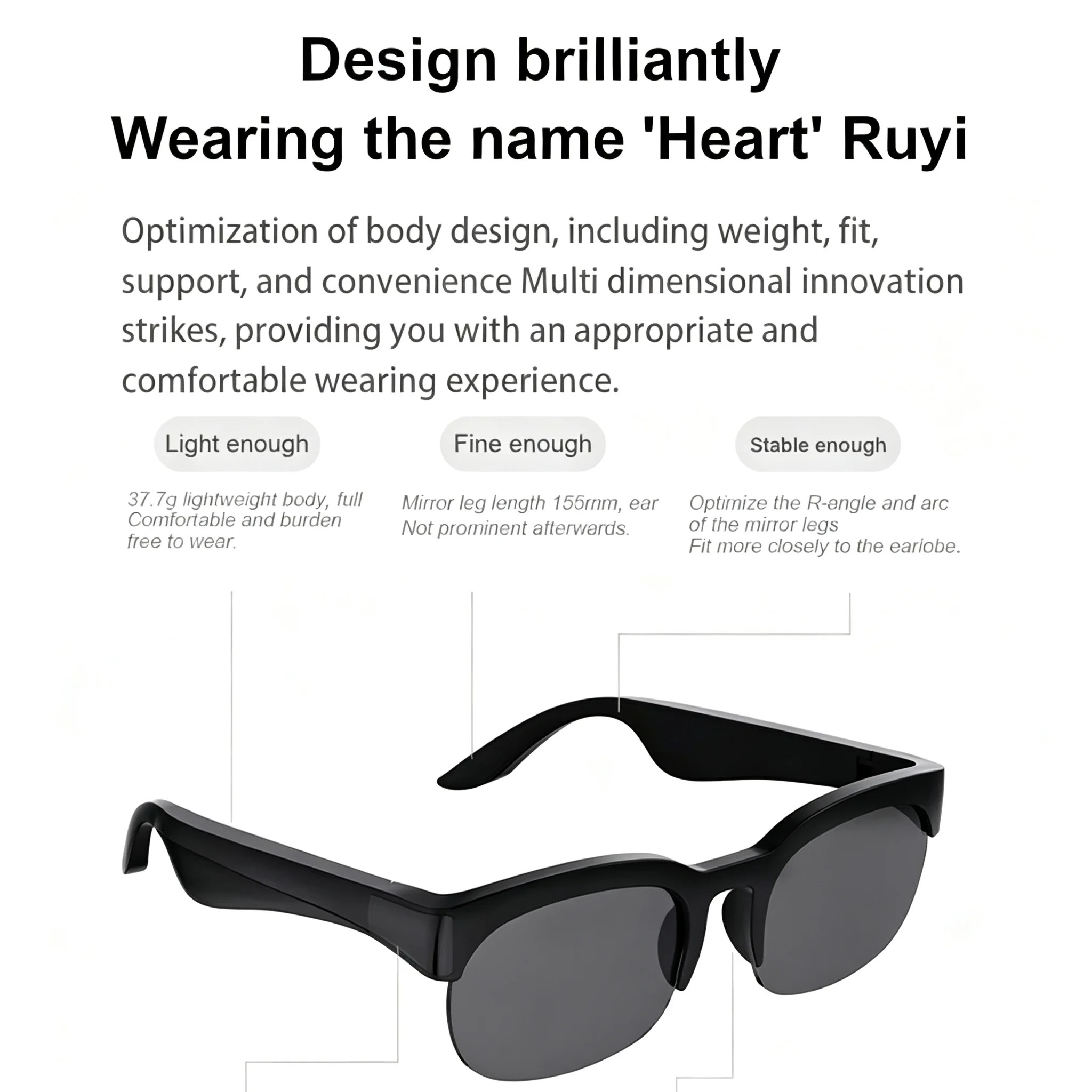 New Smart Glasses Bluetooth V5.3 Sunglasses Glasses Call Outdoor Sports Headphones HIFI Black Technology Anti-touch UV For Men And Women
