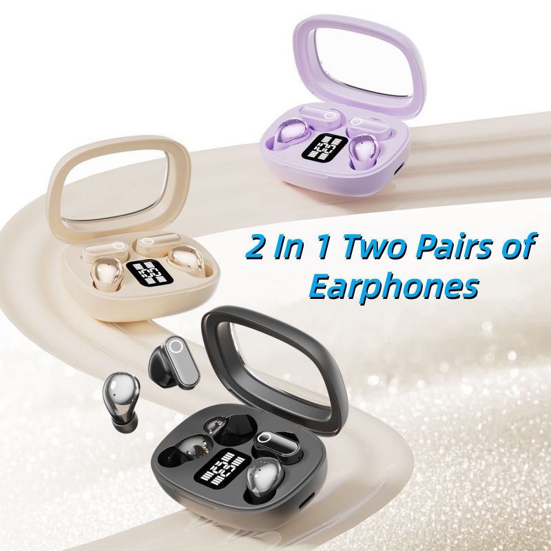 2-In-1 Two Pairs of Earphone True Wireless Bluetooth TWS Earbuds HIFI Stereo Music Couple Headphone