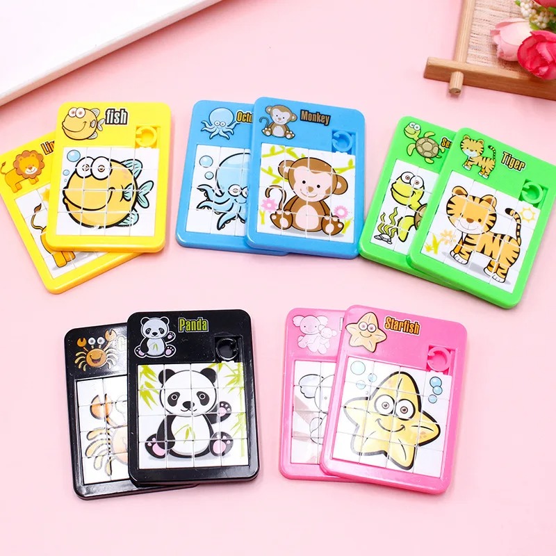 6PCS Animal Number Plastic Slide Games Puzzles - Logic Early Education Children's Puzzles Toy School Kindergarten Gift Jigsaw Puzzles