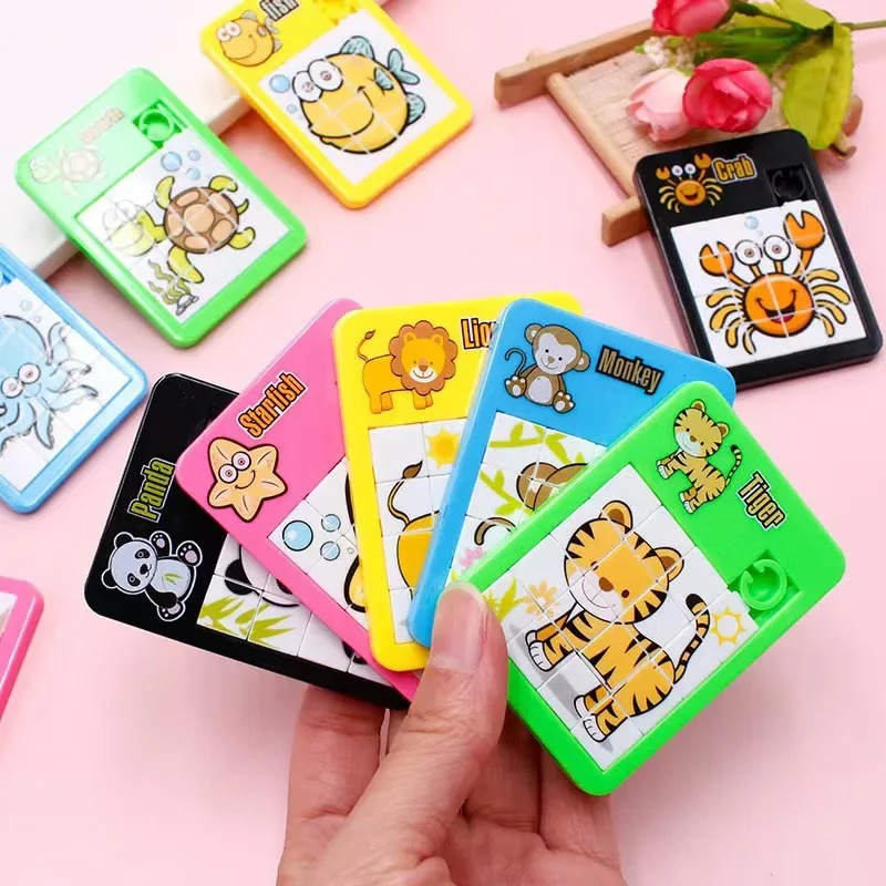 6PCS Animal Number Plastic Slide Games Puzzles - Logic Early Education Children's Puzzles Toy School Kindergarten Gift Jigsaw Puzzles