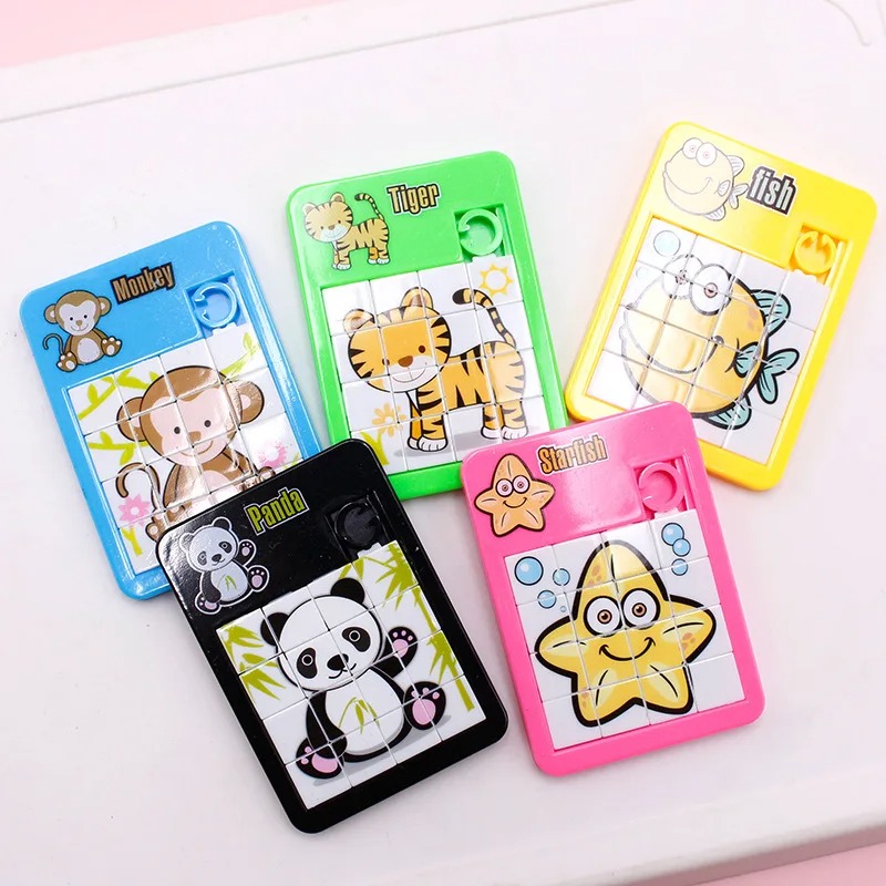 6PCS Animal Number Plastic Slide Games Puzzles - Logic Early Education Children's Puzzles Toy School Kindergarten Gift Jigsaw Puzzles