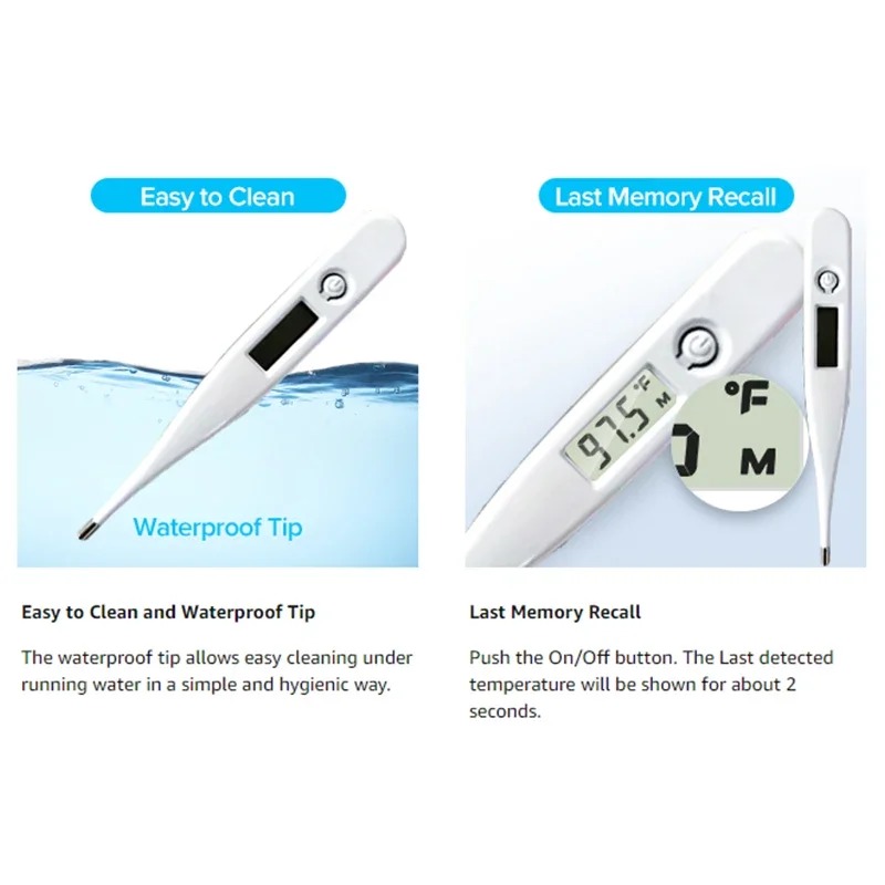 Digital LCD Electronic Thermometer Oral Armpit Temperature Measurement Fast Accurate Household Thermometers For Adults Children