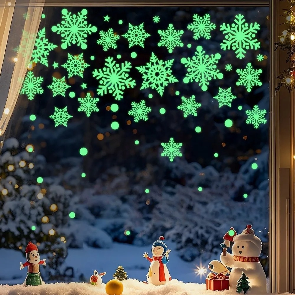 50pcs/set Home Decor Luminous Snowflake Wall Stickers Glow In The Dark Decal for Kids Baby Rooms Bedroom Home Decoration