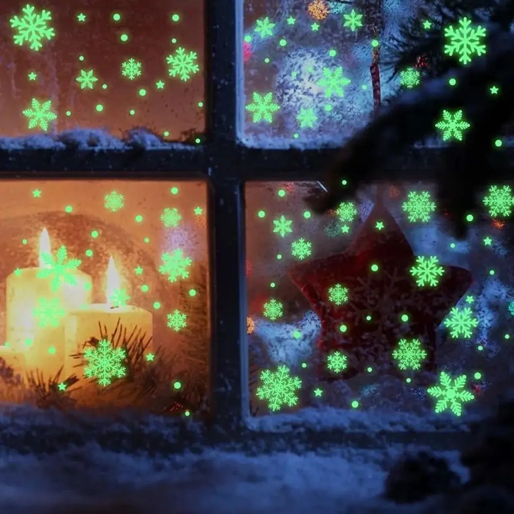 50pcs/set Home Decor Luminous Snowflake Wall Stickers Glow In The Dark Decal for Kids Baby Rooms Bedroom Home Decoration