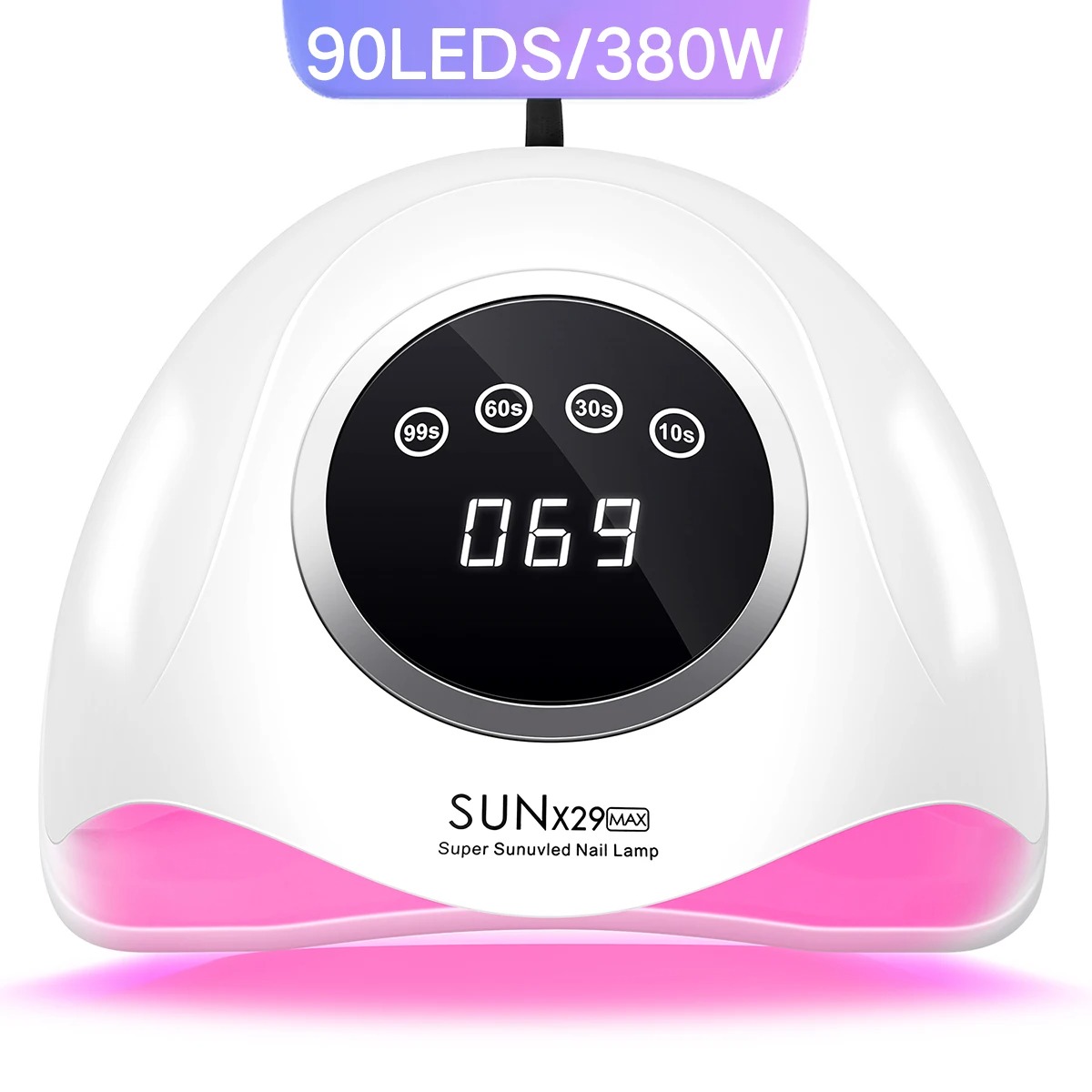 SUNx29 MAX 380W/90LEDS Professional UV LED Nail Dryers Lamp For Quick Drying Gel Nail Polish 90LEDS Gel Drying Lamp With 4 Timer Setting