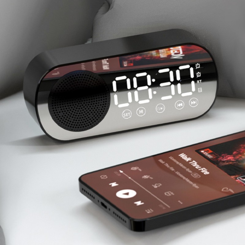 Wireless Speakers Bluetooth Speaker Clock Dual Alarm Music Box