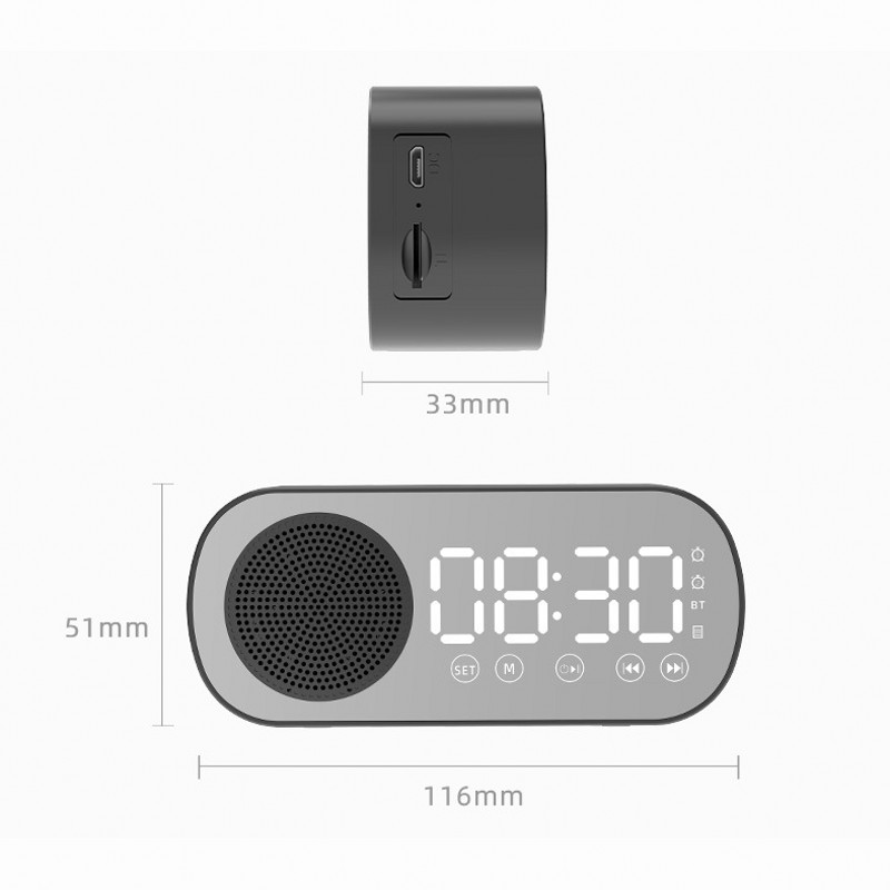 Wireless Speakers Bluetooth Speaker Clock Dual Alarm Music Box