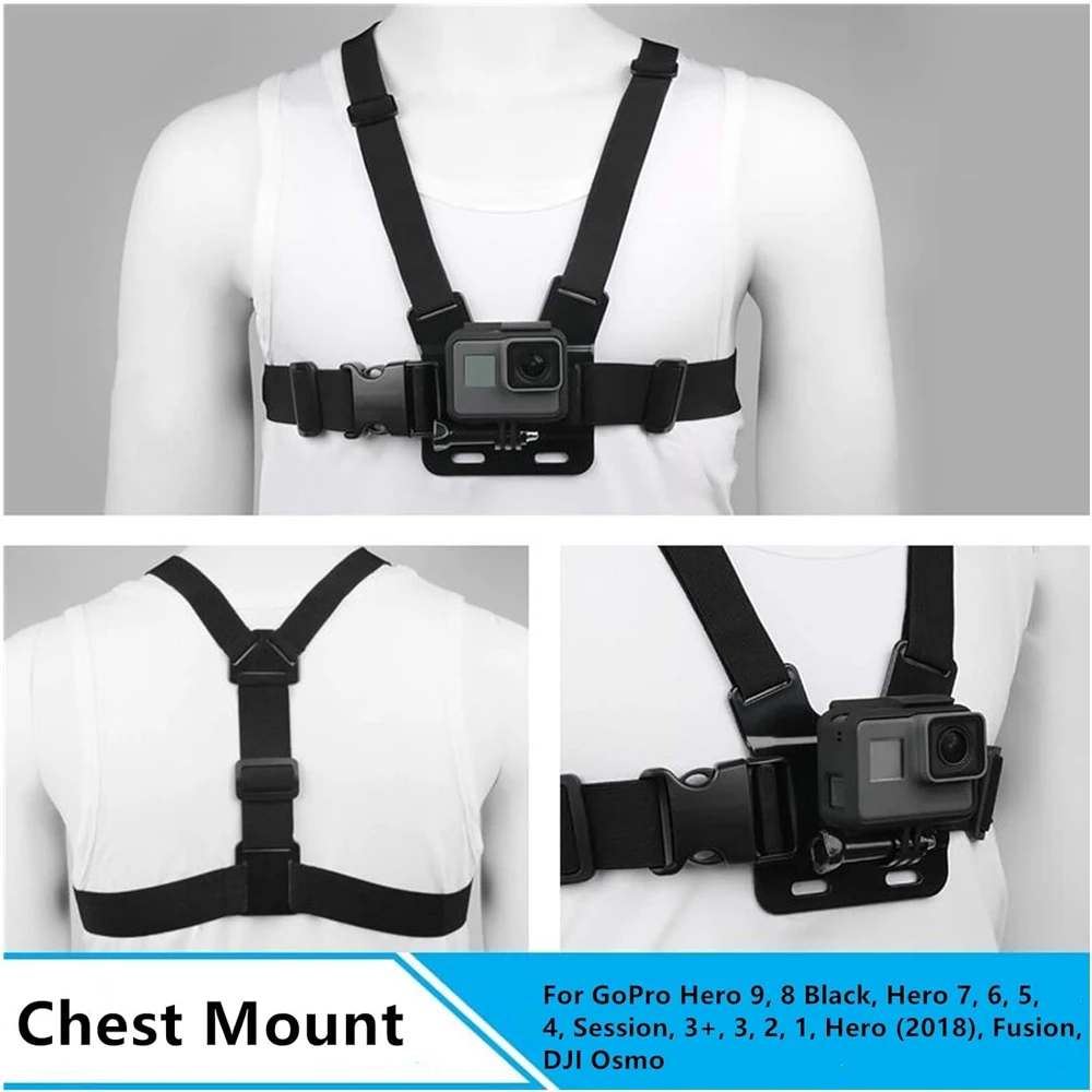 Outdoor Chest Harness Mount Adjustable Chest Strap Belt for GoPro Hero 13 12 11 10 9 8 7 AKASO SJCAM DJI OSMO Action Camera