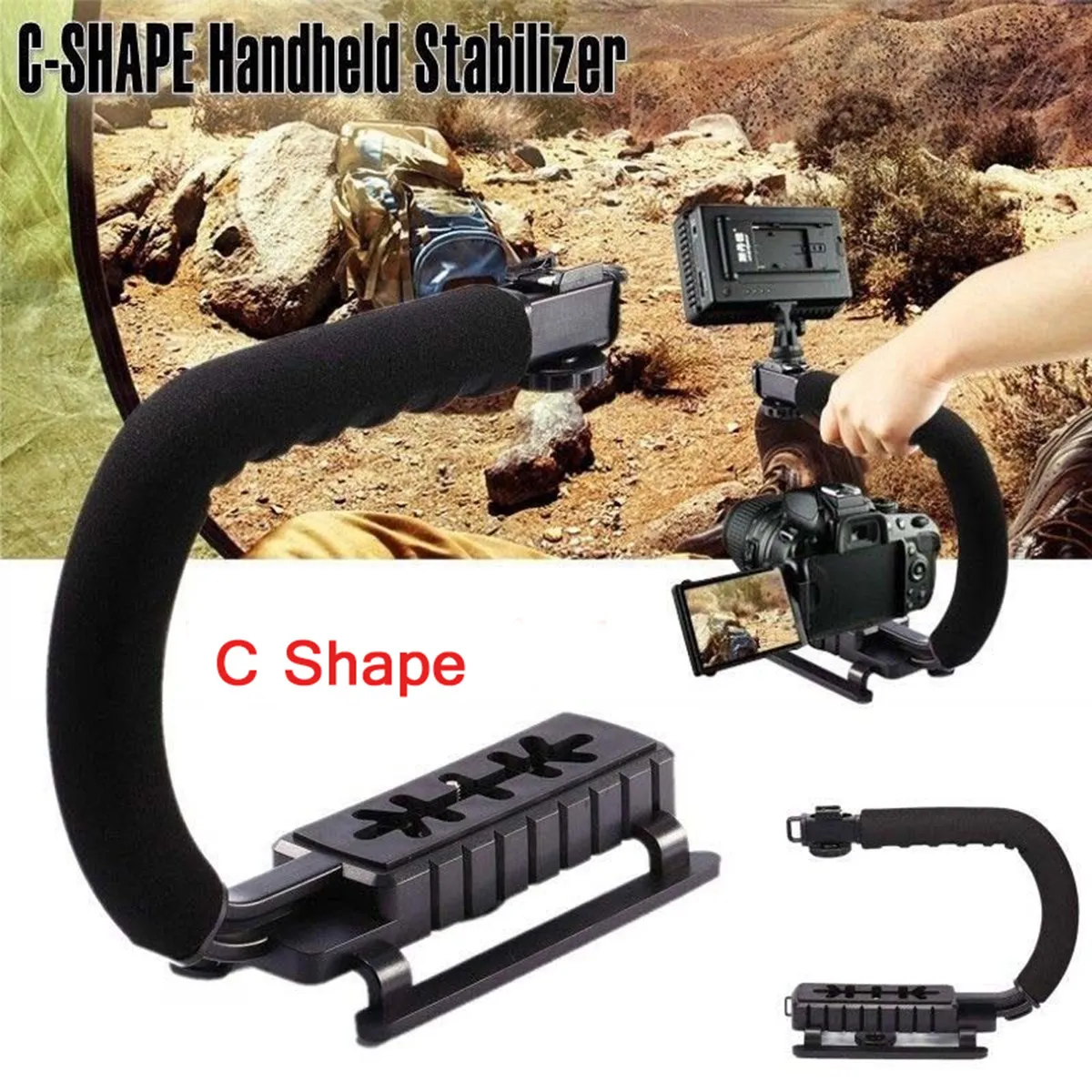 Outdoor Camera Stabilizer Hand Grip for Stable Footage Ideal for Travel Vloggers Low Angle Shots Selfie Video Recording Dslr