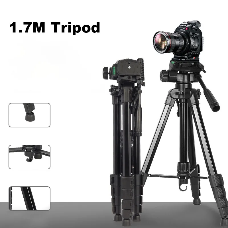 Outdoor Adjustable Tripod 5 Sections 1.7m Mobile Phone Live Desktop Stand Light Portable Night Fishing Light Telescope Camera
