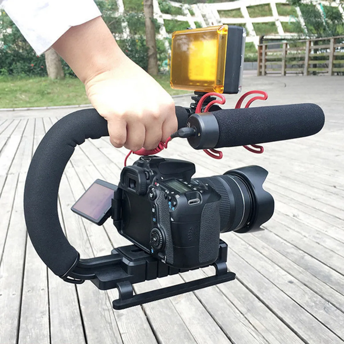 Outdoor Camera Stabilizer Hand Grip for Stable Footage Ideal for Travel Vloggers Low Angle Shots Selfie Video Recording Dslr