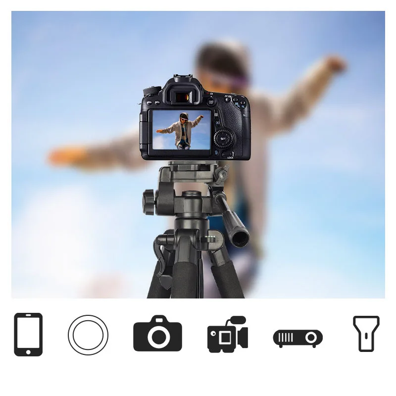 Outdoor Adjustable Tripod 5 Sections 1.7m Mobile Phone Live Desktop Stand Light Portable Night Fishing Light Telescope Camera
