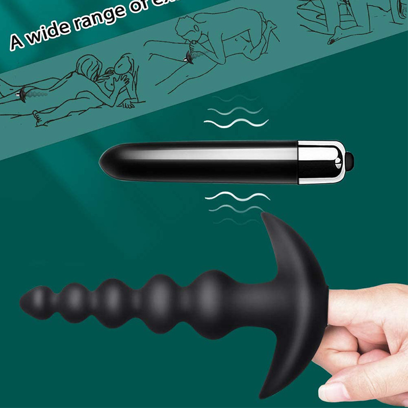 Vibrating Anal Beads Butt Plug Flexible Silicone 10 Vibration Modes Graduated Design Anal Sex Toy Waterproof Bullet Vibrator for Men, Women and Couples - image 7