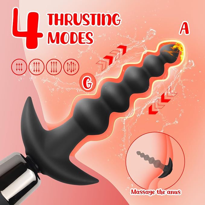 Vibrating Anal Beads Butt Plug Flexible Silicone 10 Vibration Modes Graduated Design Anal Sex Toy Waterproof Bullet Vibrator for Men, Women and Couples - image 4