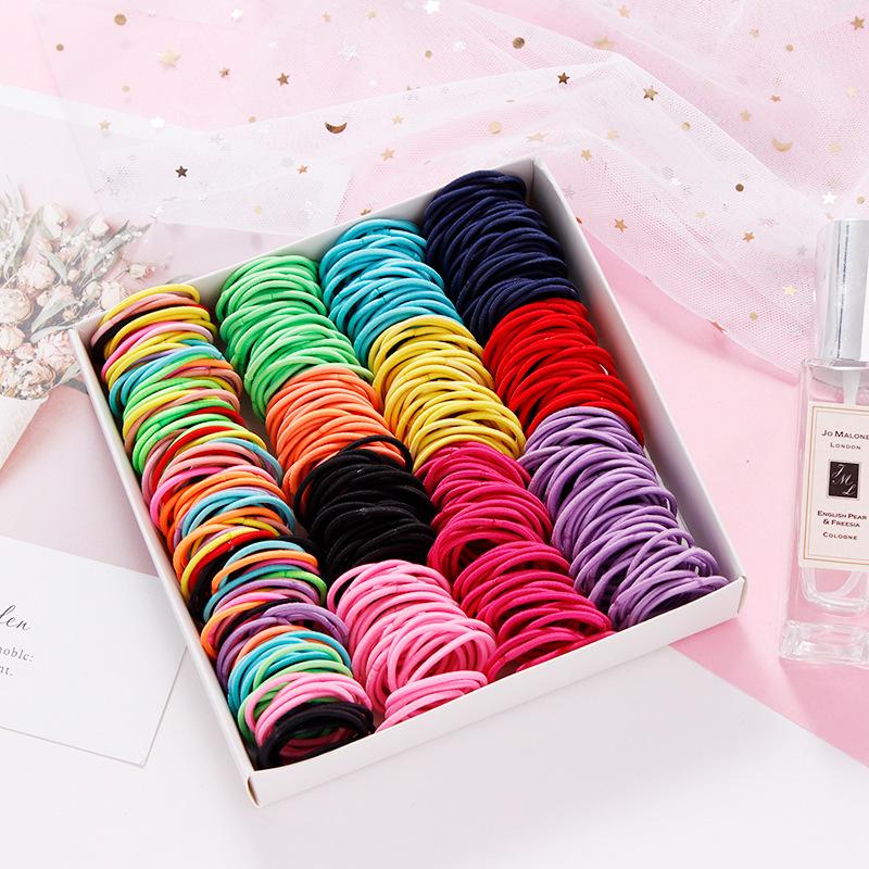 New 100PCS/Lot Girls Candy Colors Nylon 3CM Rubber Bands Children Safe Elastic Hair Bands Ponytail