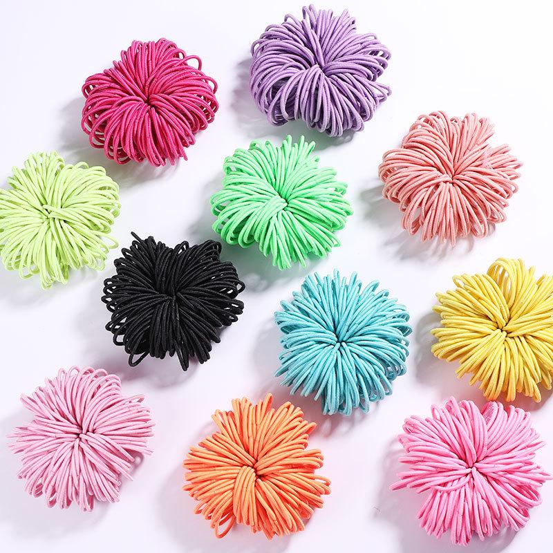 New 100PCS/Lot Girls Candy Colors Nylon 3CM Rubber Bands Children Safe Elastic Hair Bands Ponytail