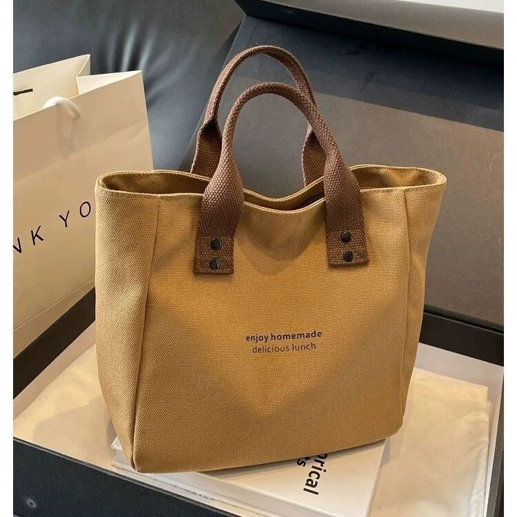 Minimalist canvas tote bag, new style fashion handbag, portable lunch bag for office workers & moms
