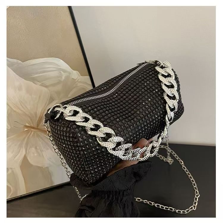 2026 New Trendy Women Small Handbag, Shiny Rhinestone Metal Chain Shoulder Bag, Multi-purpose Versatile Crossbody Bag for Daily Wear