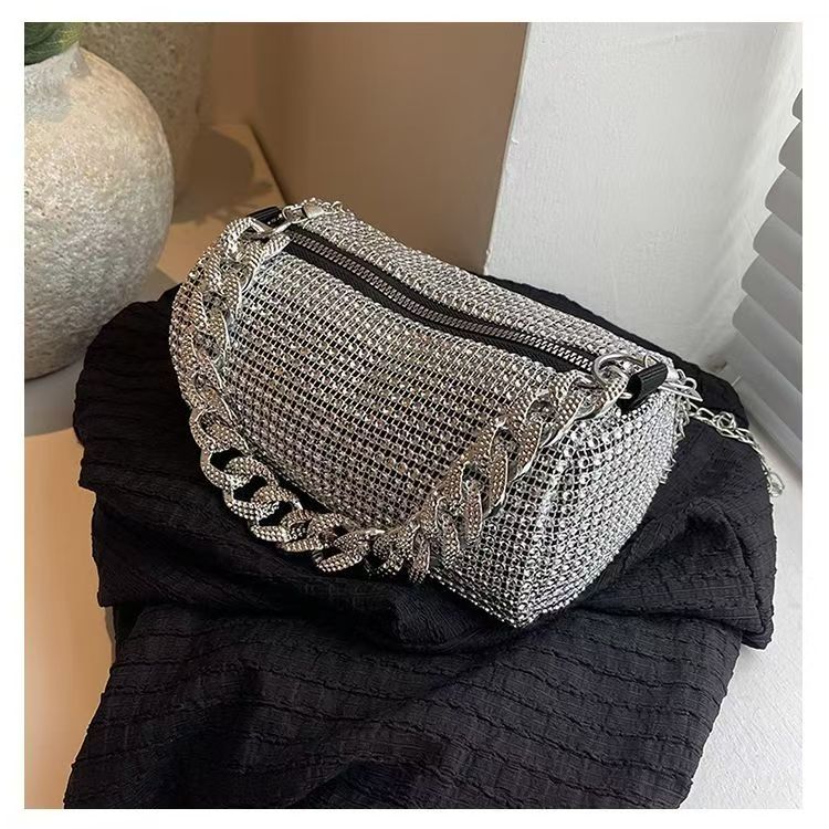 2026 New Trendy Women Small Handbag, Shiny Rhinestone Metal Chain Shoulder Bag, Multi-purpose Versatile Crossbody Bag for Daily Wear