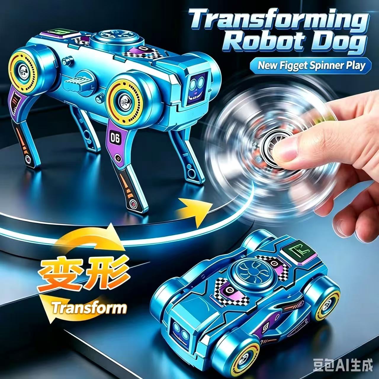 Transforming Mechanical Robot Dog Toy, Wind‑Up Walking Fidget Spinner, Creative Stress‑Relief Tech Toy for Kids and Adults