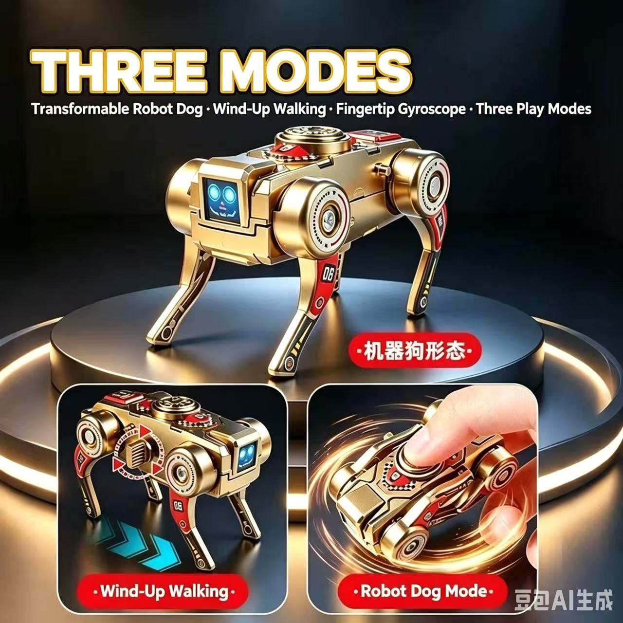 Transforming Mechanical Robot Dog Toy, Wind‑Up Walking Fidget Spinner, Creative Stress‑Relief Tech Toy for Kids and Adults