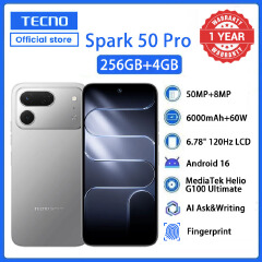 [Black Friday Pre-Sale] TECNO SPARK 50 Pro 256GB+4GB RAM, 6.78" 120Hz 4G Dual SIM Phone 6000mAh Battery 60W Fast Charging 50MP Camera  Android 16 IP68/IP69 AI Smart Phones