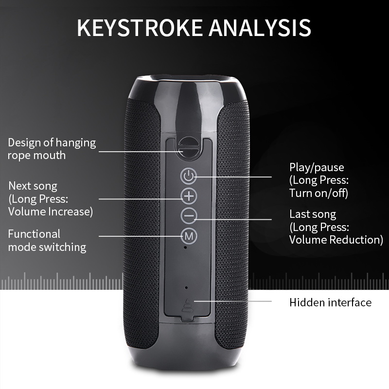 Bluetooth Outdoor Speaker Waterproof Portable Wireless Column Loudspeaker Support TF Card FM Radio