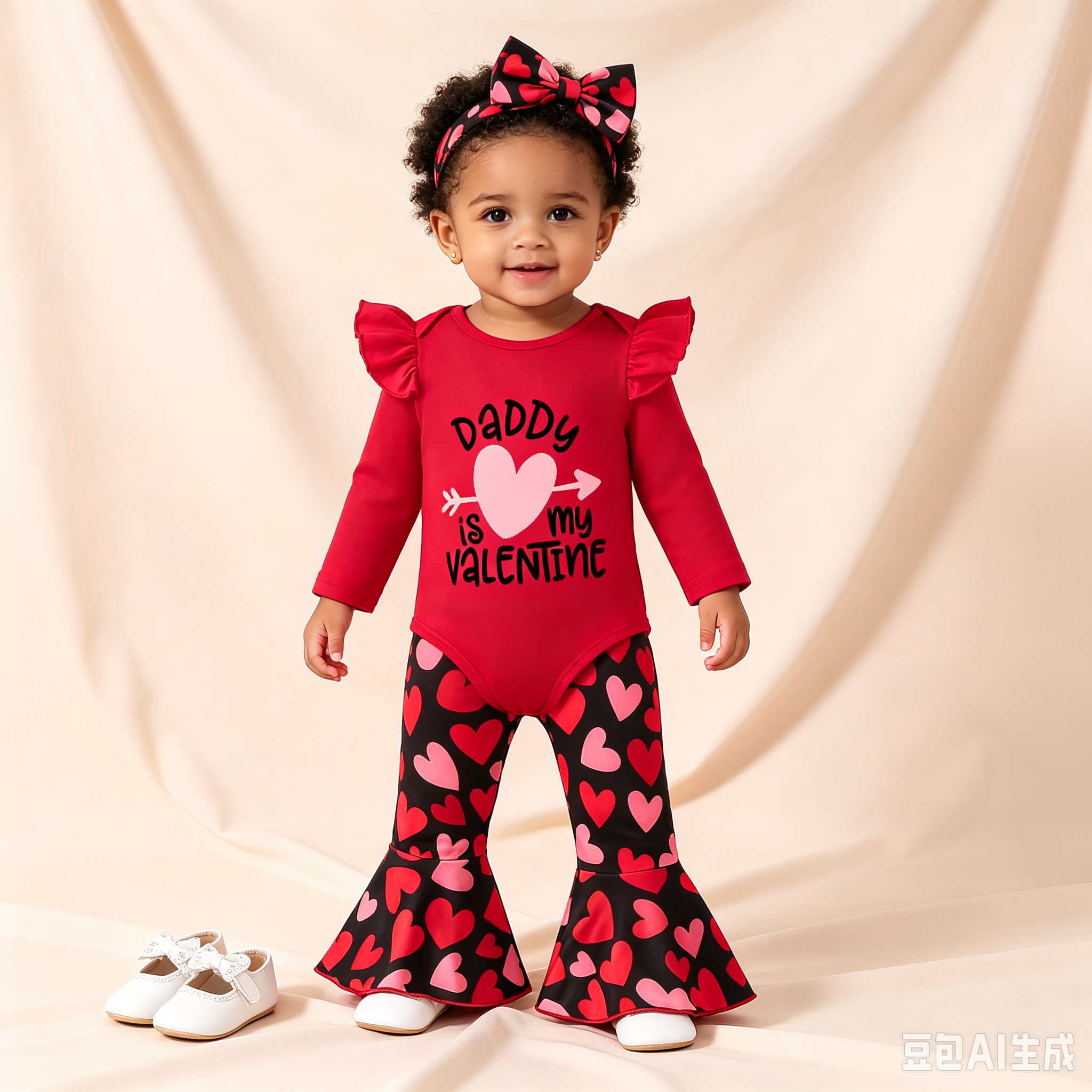 Sarah Valentines Baby Girls Clothes Newborn Infant Baby Girls Outfits Long Sleeve Ruffle Romper Flared Pants Headband Sets 1-24 Months