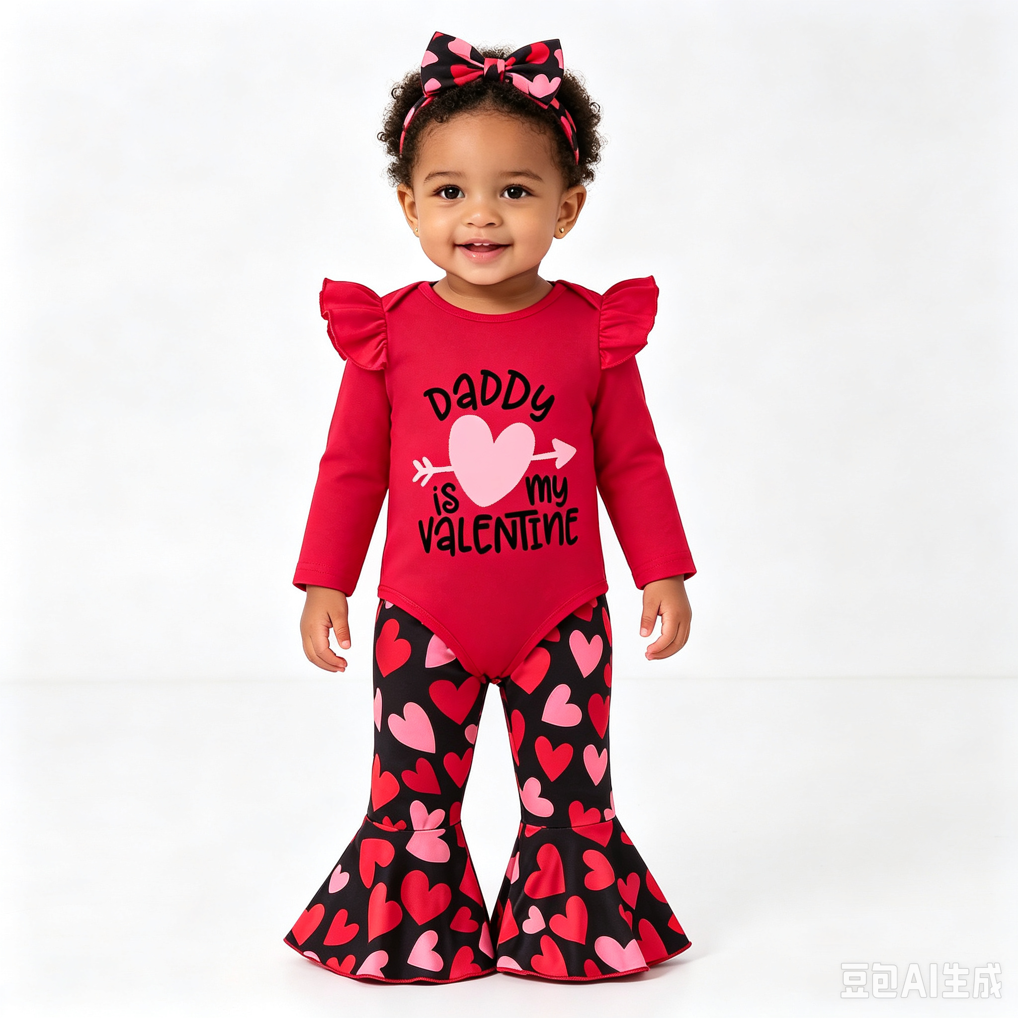 Sarah Valentines Baby Girls Clothes Newborn Infant Baby Girls Outfits Long Sleeve Ruffle Romper Flared Pants Headband Sets 1-24 Months