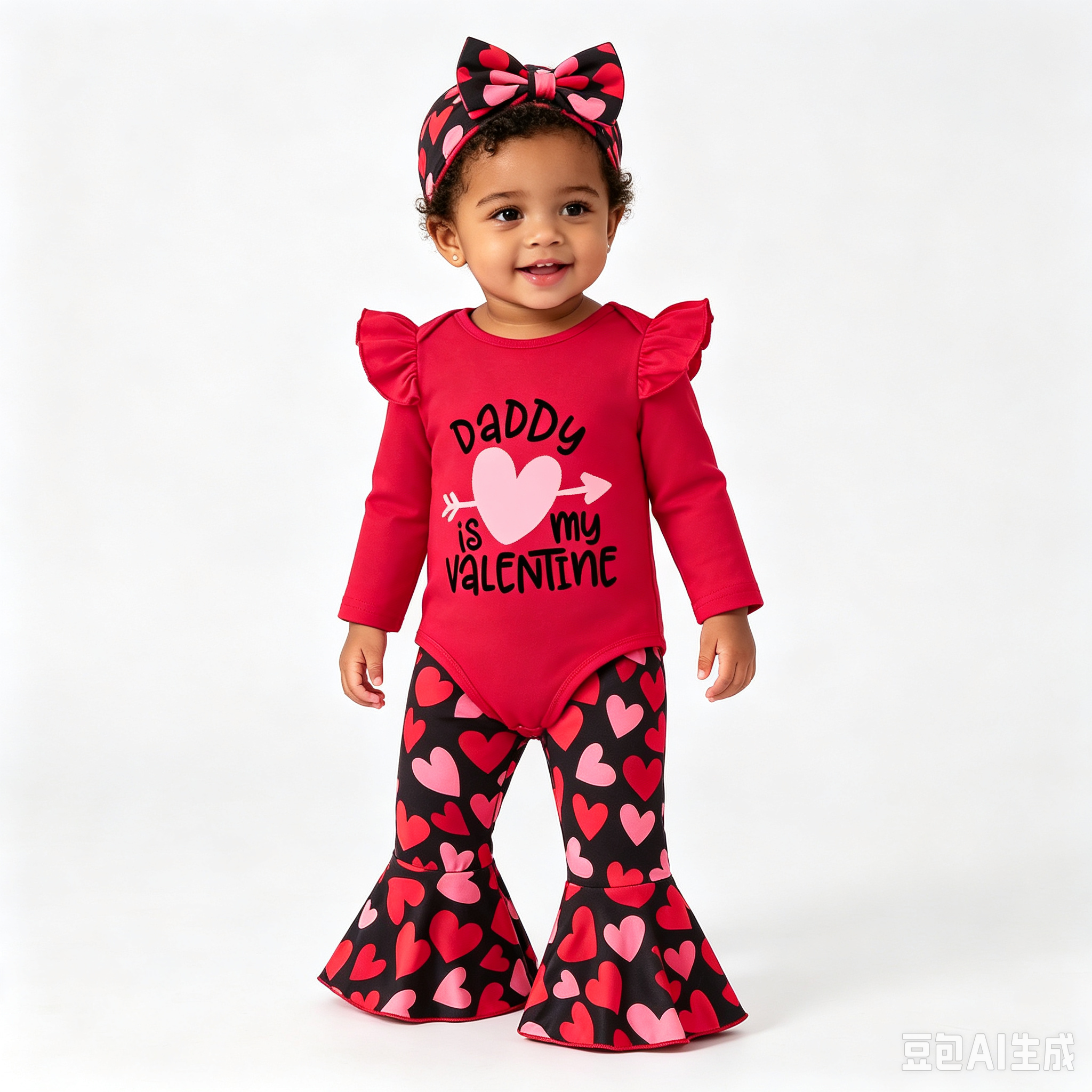 Sarah Valentines Baby Girls Clothes Newborn Infant Baby Girls Outfits Long Sleeve Ruffle Romper Flared Pants Headband Sets 1-24 Months