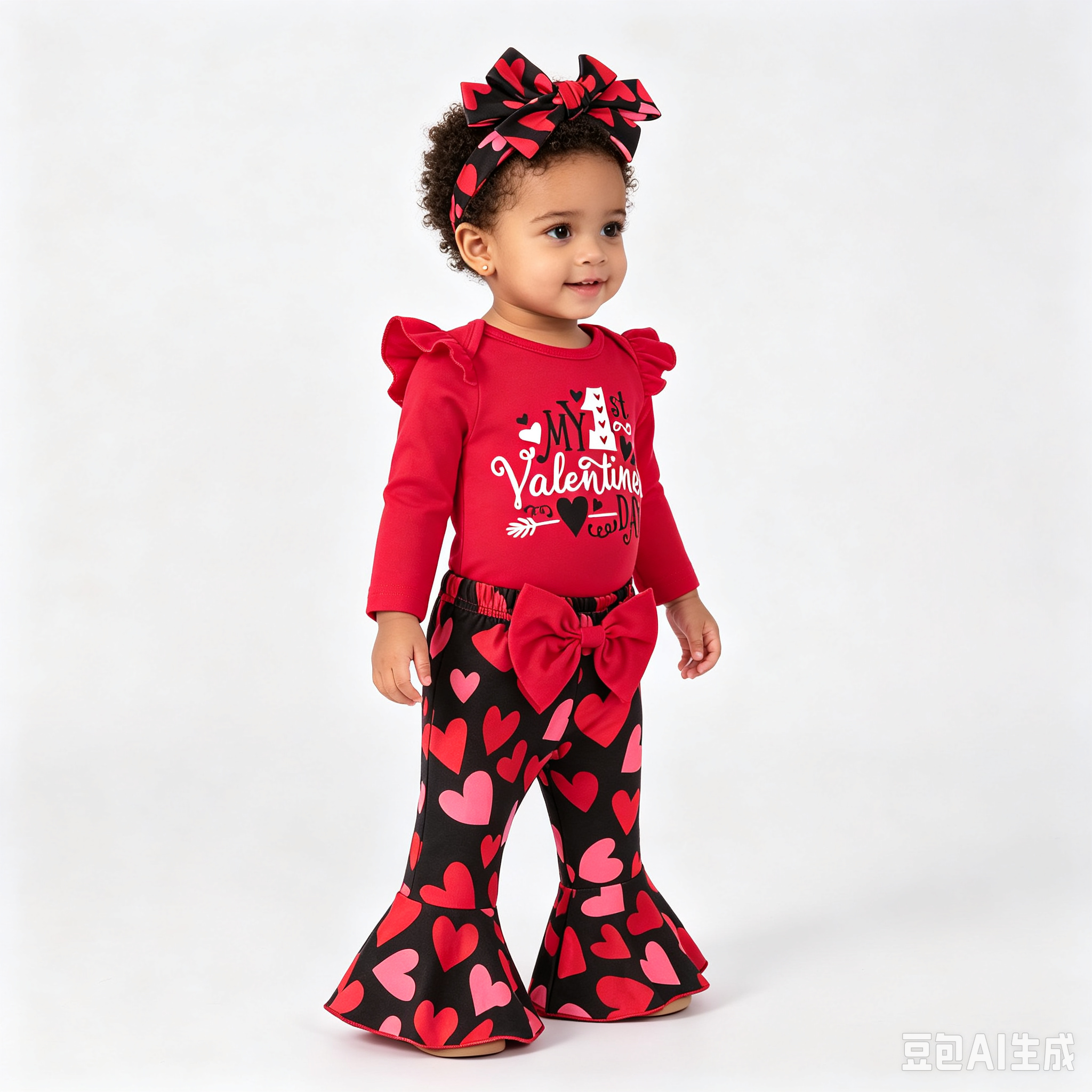 Sarah Valentines Baby Girls Clothes Newborn Infant Baby Girls Outfits Long Sleeve Ruffle Romper Flared Pants Headband Sets 1-24 Months