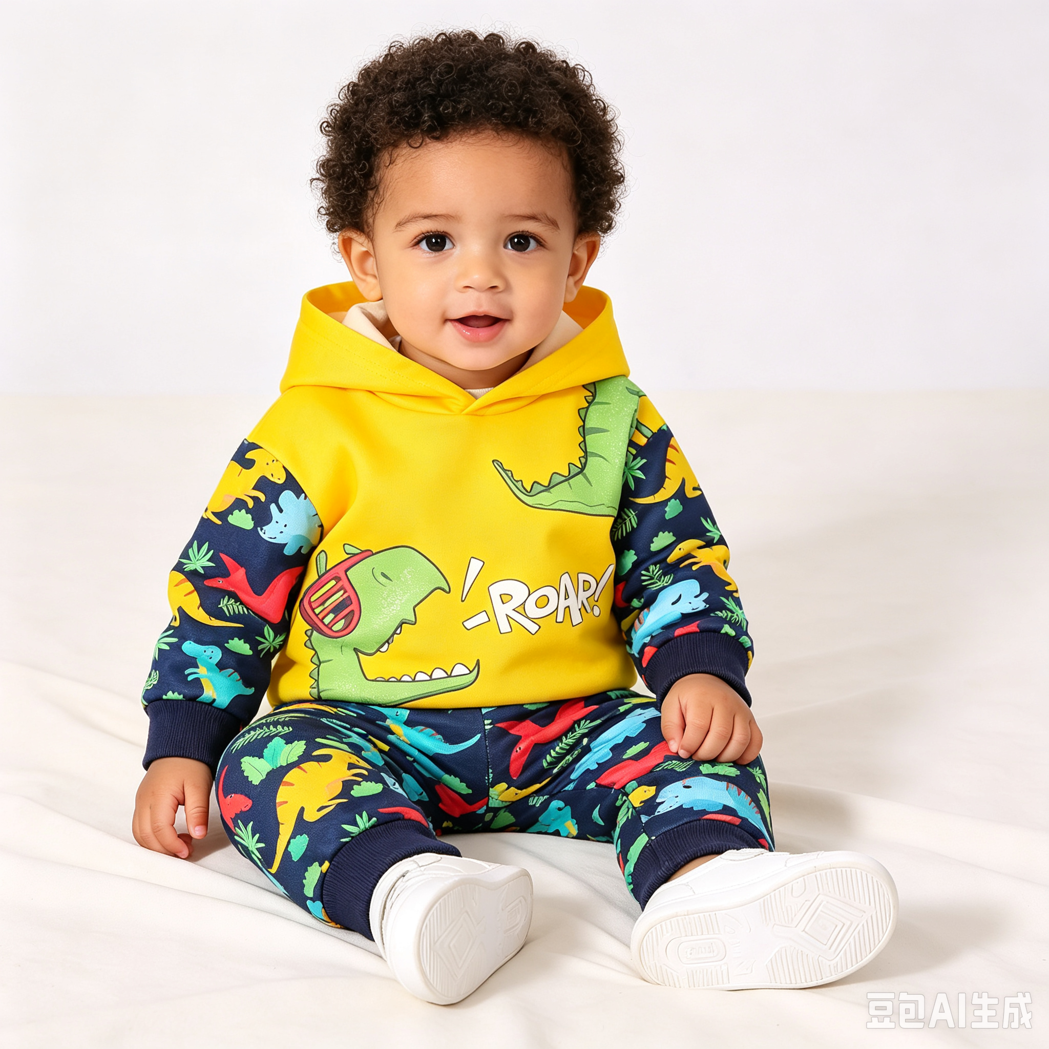 Toddler Baby Boy 2 Piece Outfit Set, Cartoon Race Car Dinosaur Bear Monster Truck Print Hoodie Sweatshirt + Elastic Sweatpants, Kids Boys Fall Casual Clothing Sets
