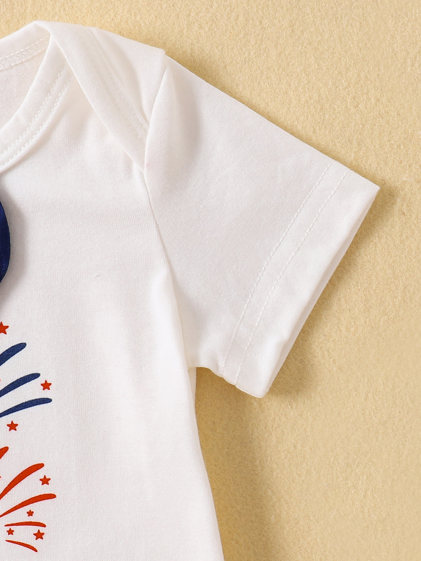 Sarah Baby Boy 3Pcs 4th of July Outfit, "My 1st 4th of July" Print Bow Short Sleeve Romper + Flag Star Print Suspender Shorts + Hat Set, Independence Day Newborn Casual Clothes