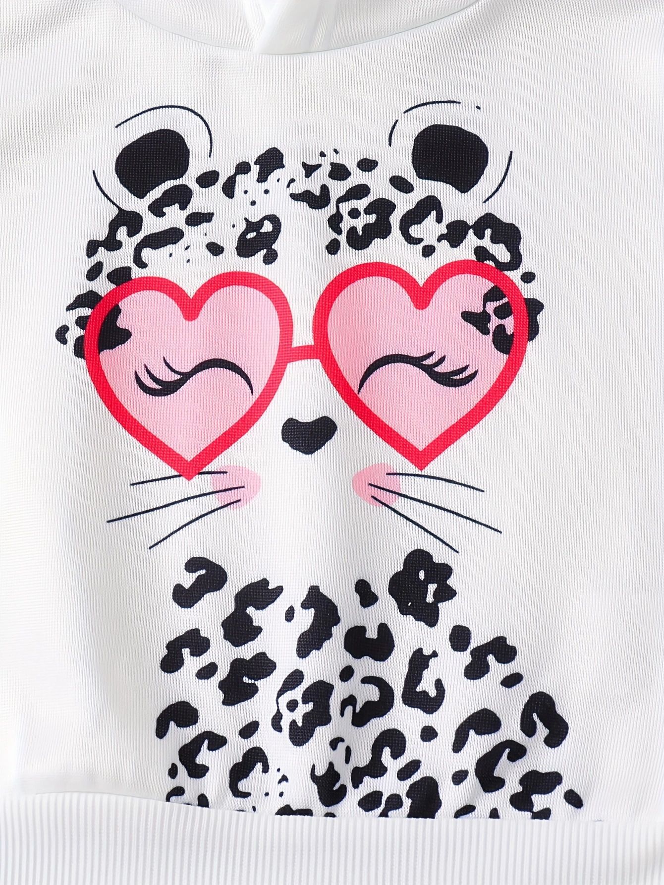 Sarah Toddler Baby Girl 2 Piece Sweatsuit, Leopard Cat Heart Sunglasses Print Hoodie and Leopard Jogger Pants Casual Outfit Set
